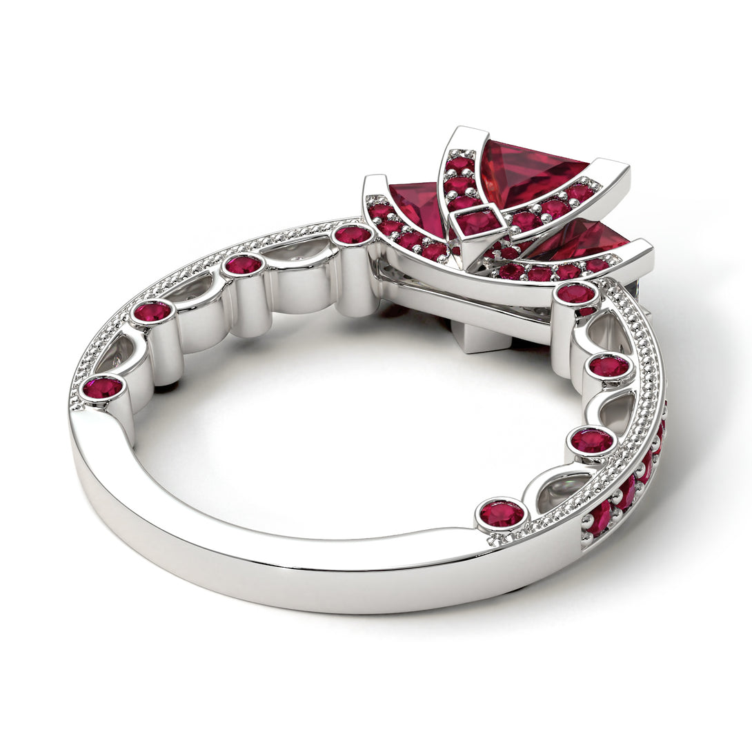 Modern Geometric Ruby Gold Engagement Ring - Beverly No. 57