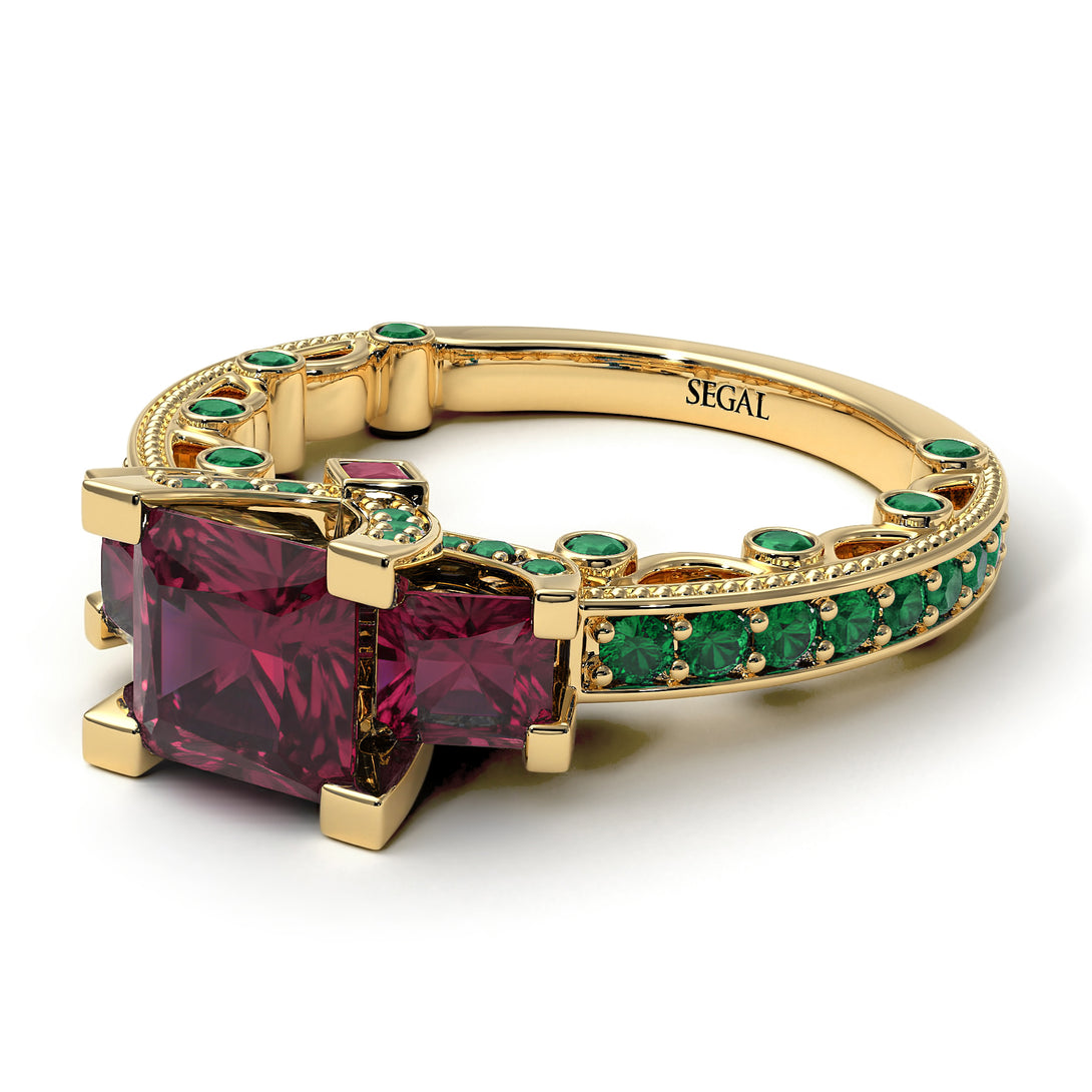 Modern Geometric Ruby Gold Engagement Ring - Beverly No. 25
