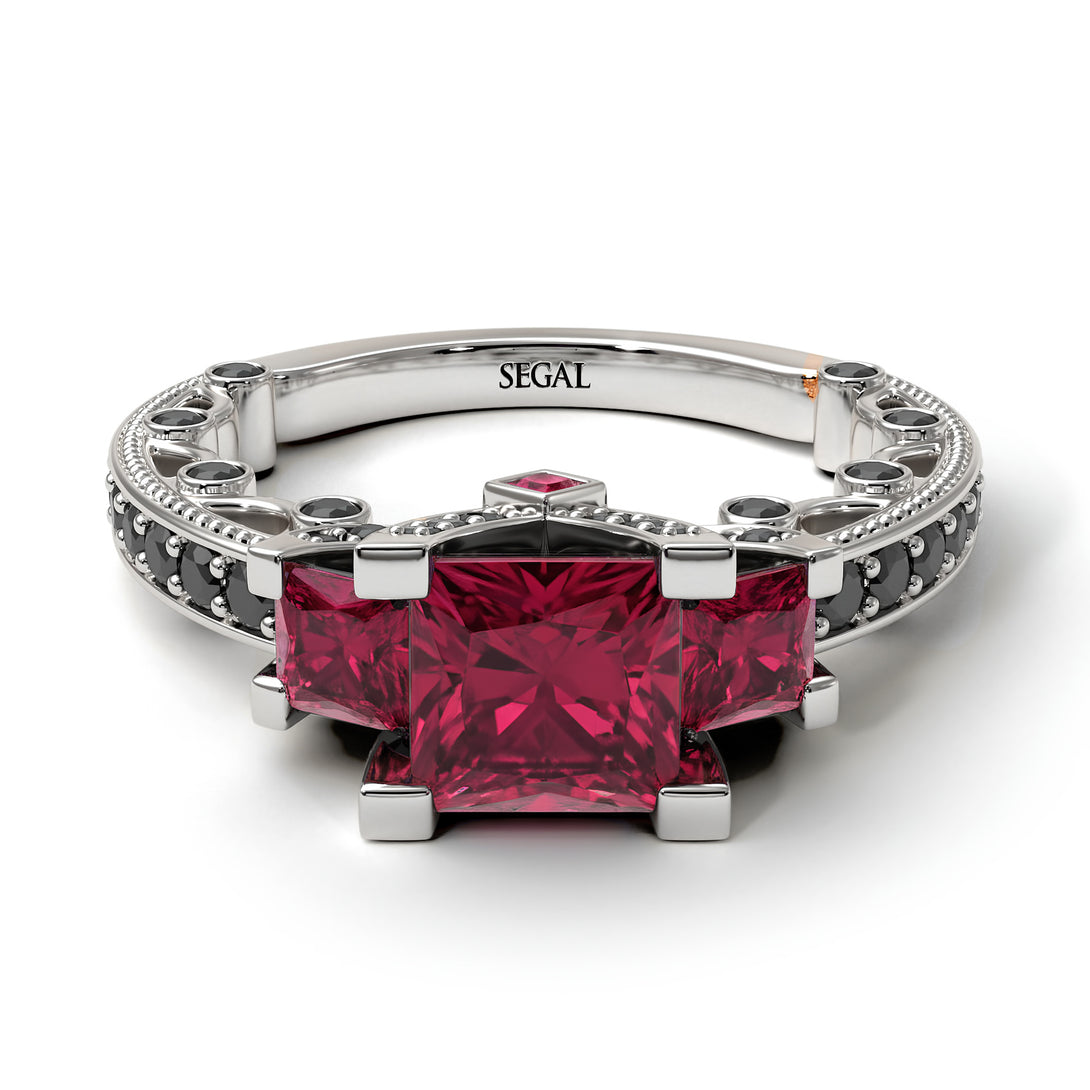 Modern Geometric Ruby Gold Engagement Ring - Beverly No. 42