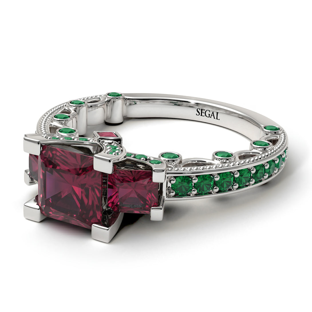 Modern Geometric Ruby Gold Engagement Ring - Beverly No. 27