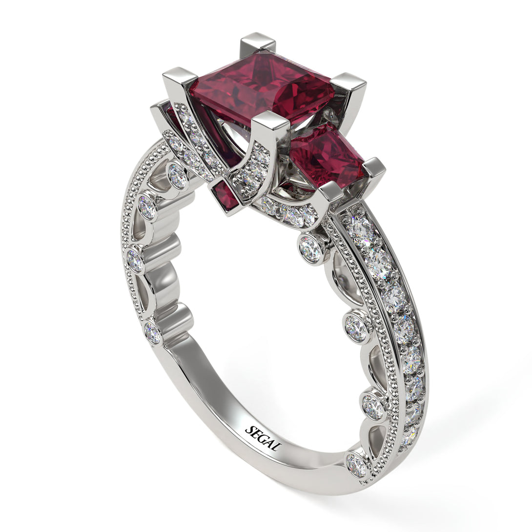 Modern Geometric Ruby Gold Engagement Ring - Beverly No. 12