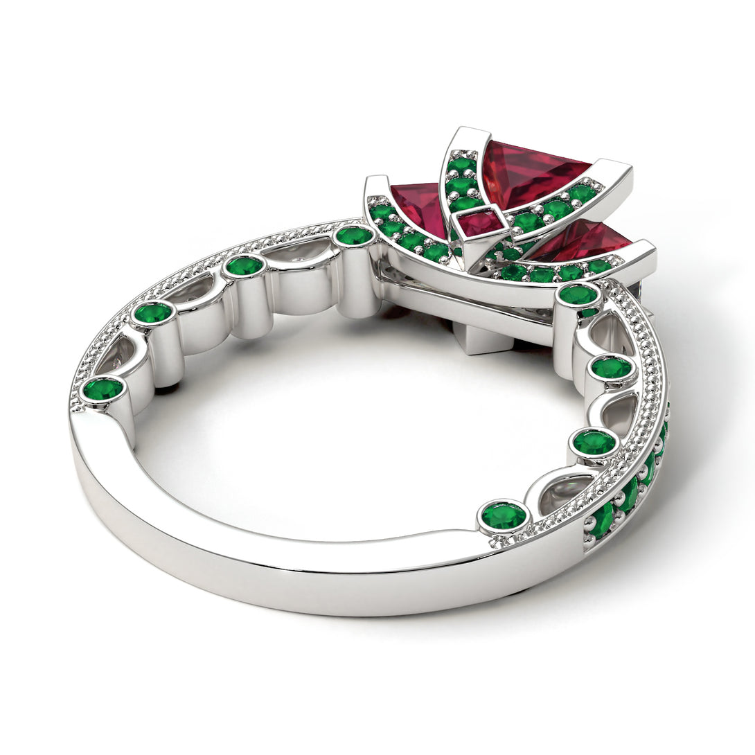 Modern Geometric Ruby Gold Engagement Ring - Beverly No. 27