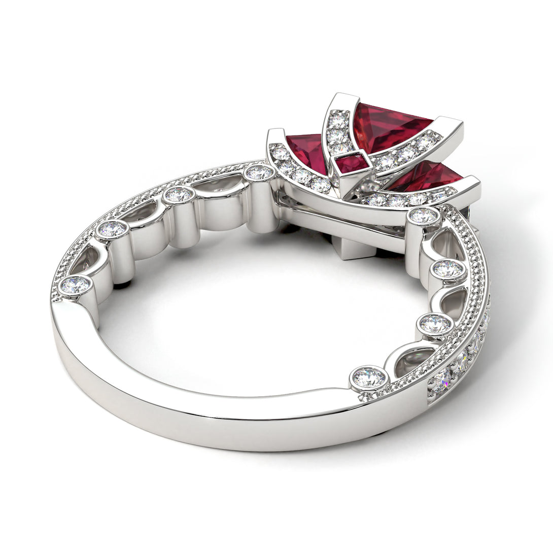 Modern Geometric Ruby Gold Engagement Ring - Beverly No. 12