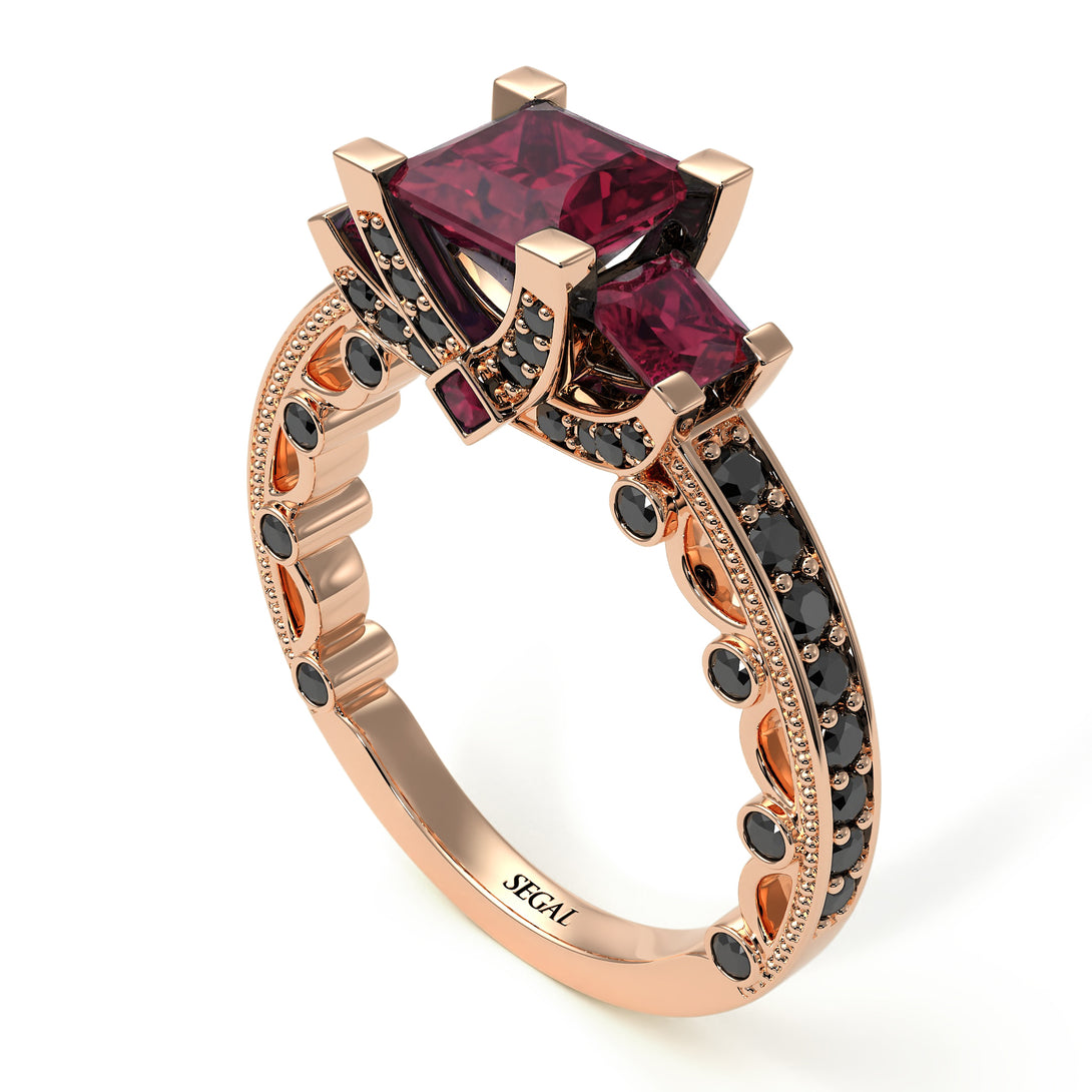 Modern Geometric Ruby Gold Engagement Ring - Beverly No. 41