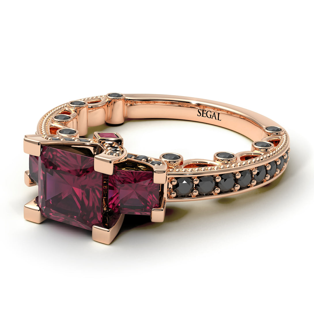 Modern Geometric Ruby Gold Engagement Ring - Beverly No. 41