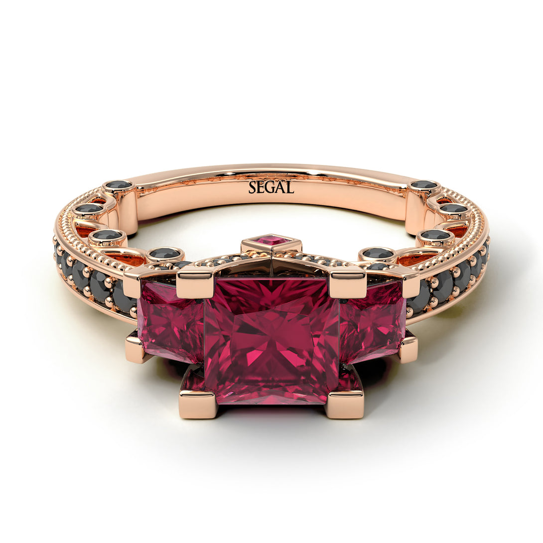 Modern Geometric Ruby Gold Engagement Ring - Beverly No. 41