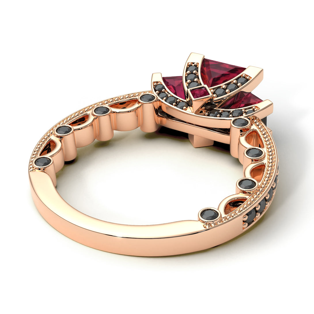 Modern Geometric Ruby Gold Engagement Ring - Beverly No. 41