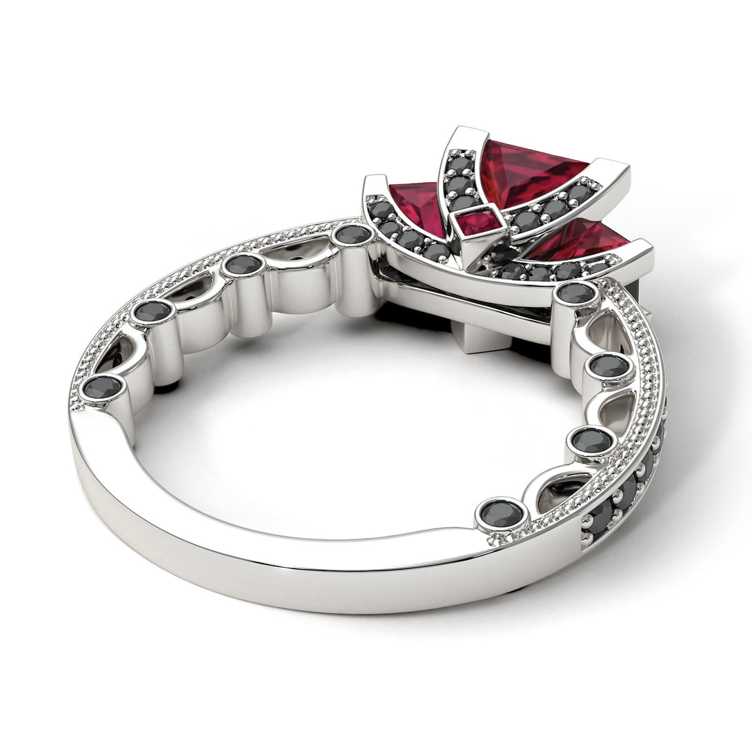 Modern Geometric Ruby Gold Engagement Ring - Beverly No. 42