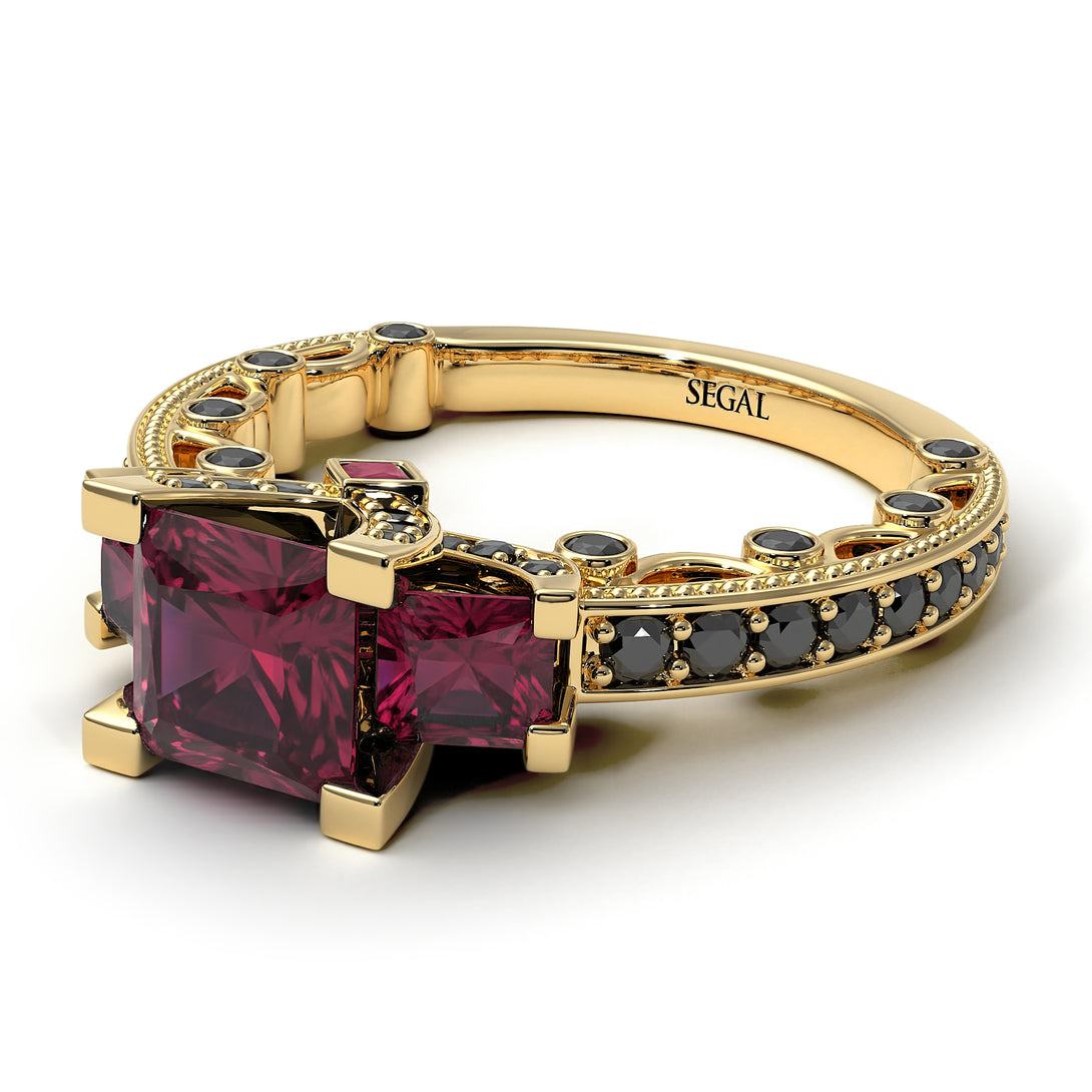 Modern Geometric Ruby Gold Engagement Ring - Beverly No. 40