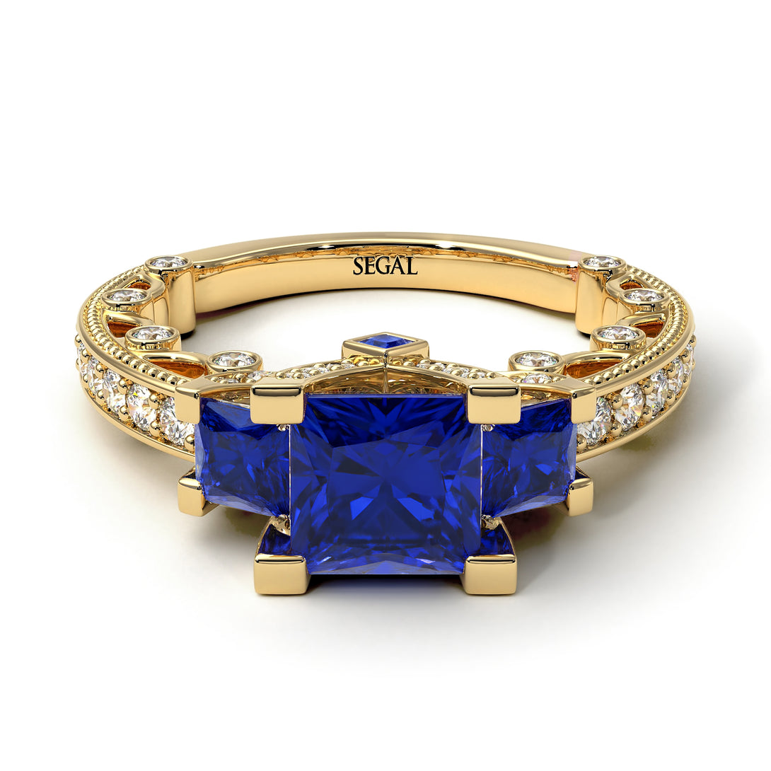 Modern Geometric Sapphire Gold Engagement Ring - Beverly No. 13