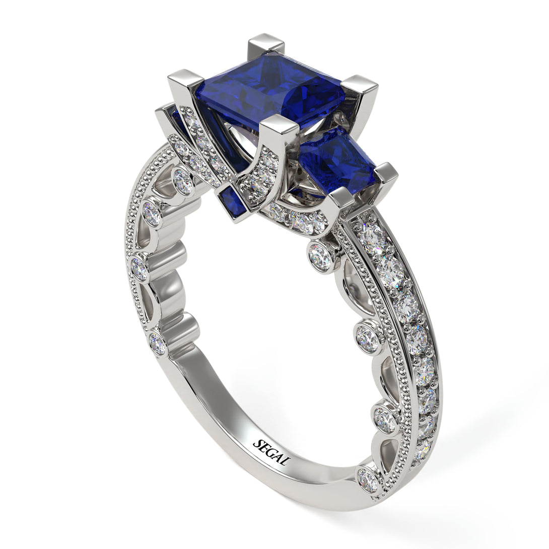 Modern Geometric Sapphire Gold Engagement Ring - Beverly No. 15