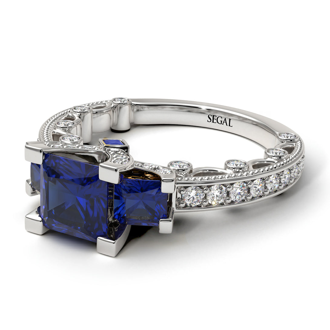 Modern Geometric Sapphire Gold Engagement Ring - Beverly No. 15