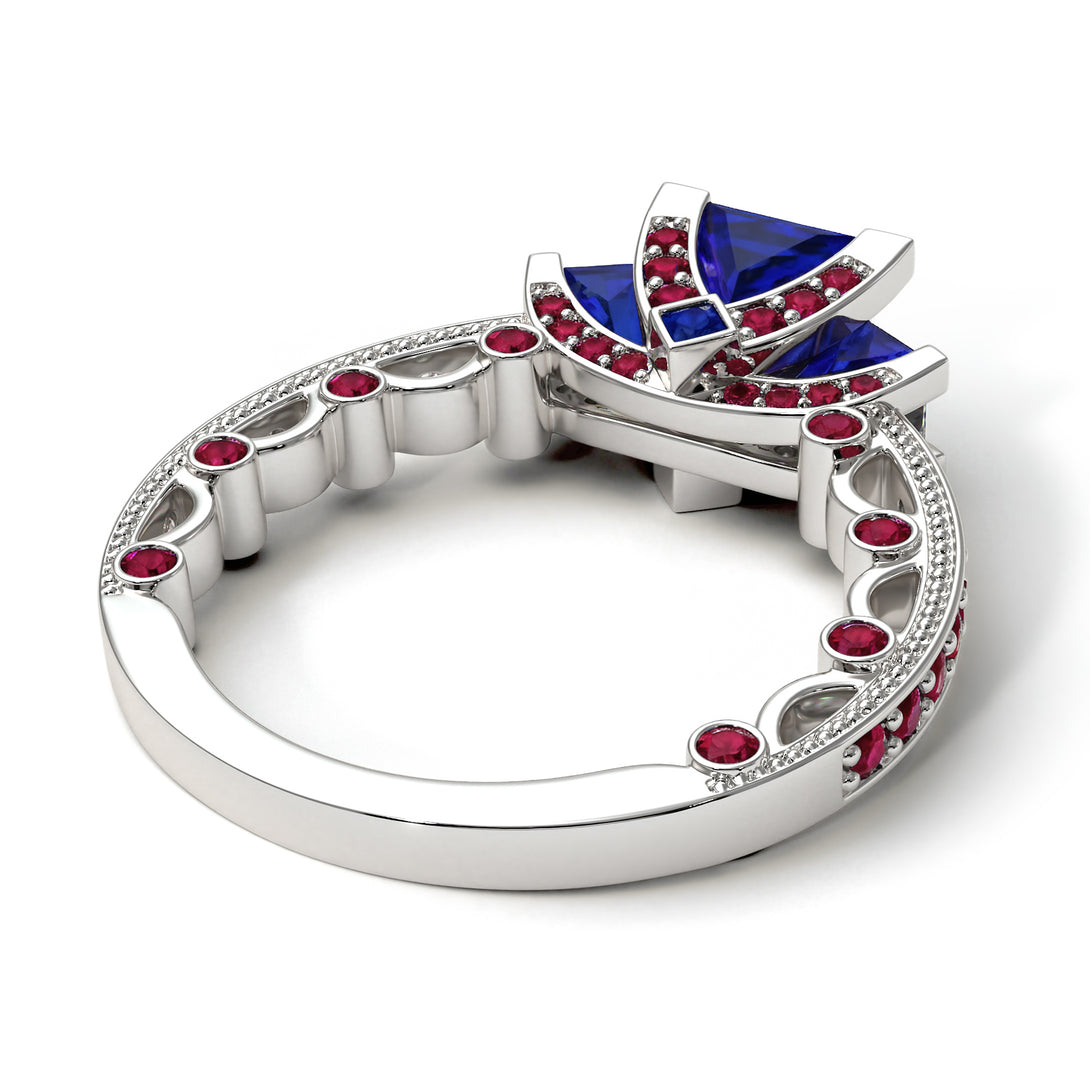 Modern Geometric Sapphire Gold Engagement Ring - Beverly No. 60