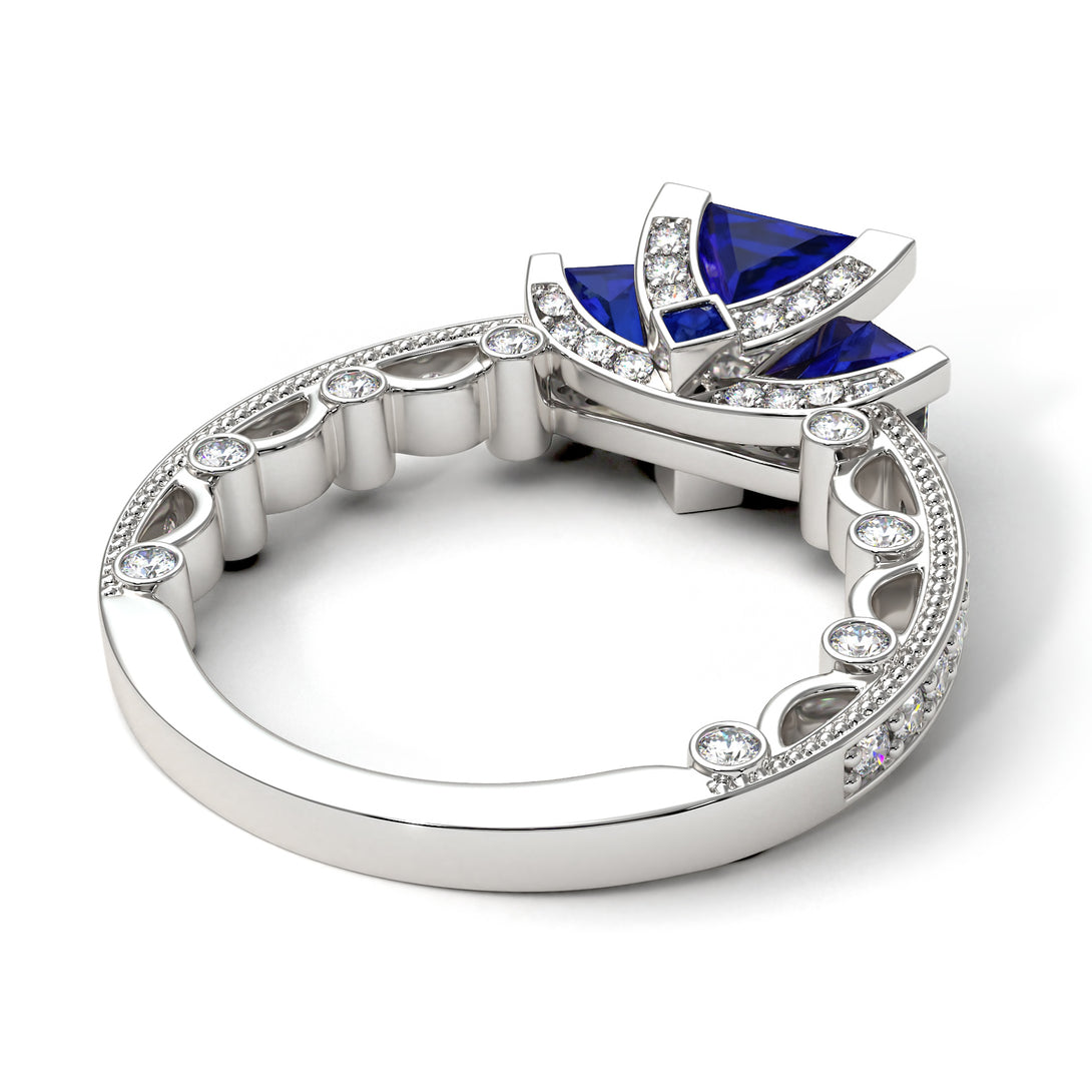 Modern Geometric Sapphire Gold Engagement Ring - Beverly No. 15