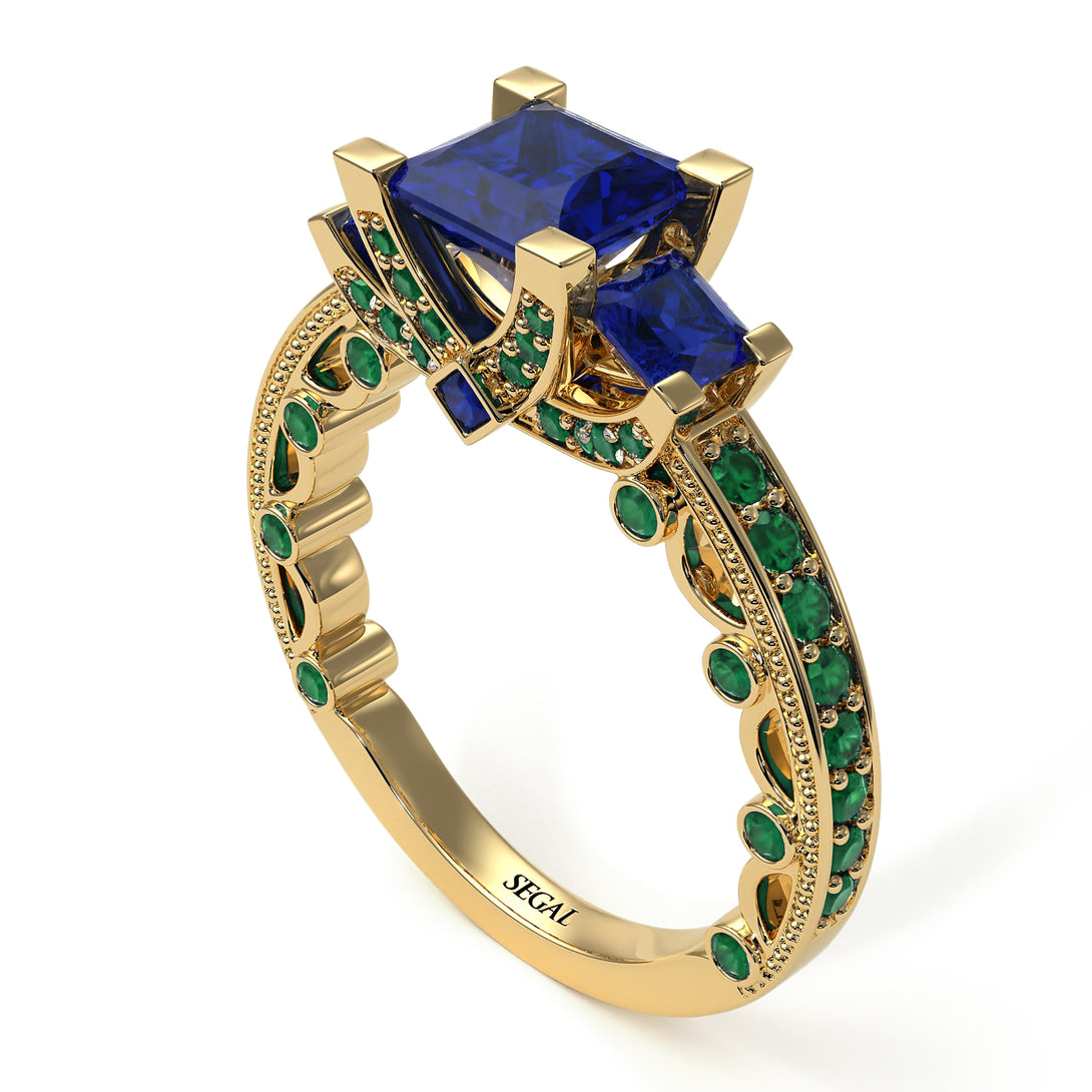 Modern Geometric Sapphire Gold Engagement Ring - Beverly No. 28