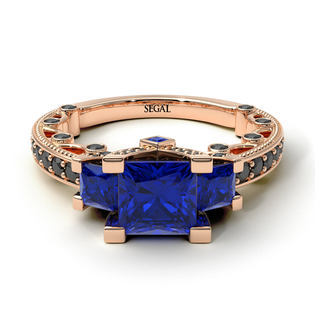 Modern Geometric Sapphire Gold Engagement Ring - Beverly No. 44