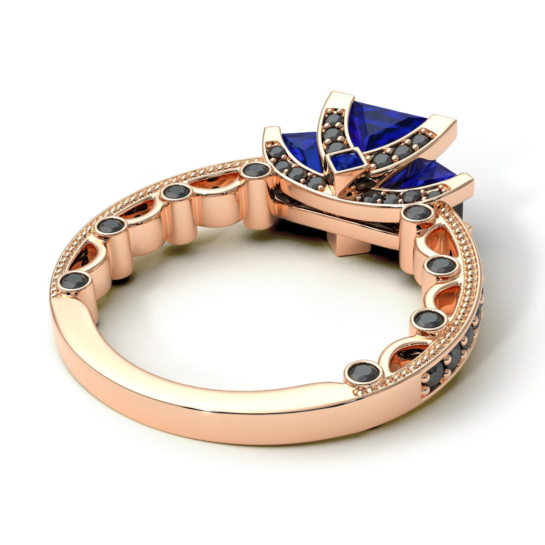 Modern Geometric Sapphire Gold Engagement Ring - Beverly No. 44