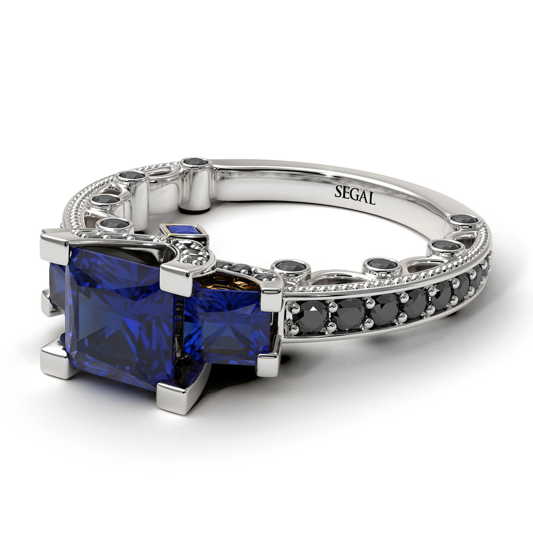 Modern Geometric Sapphire Gold Engagement Ring - Beverly No. 45