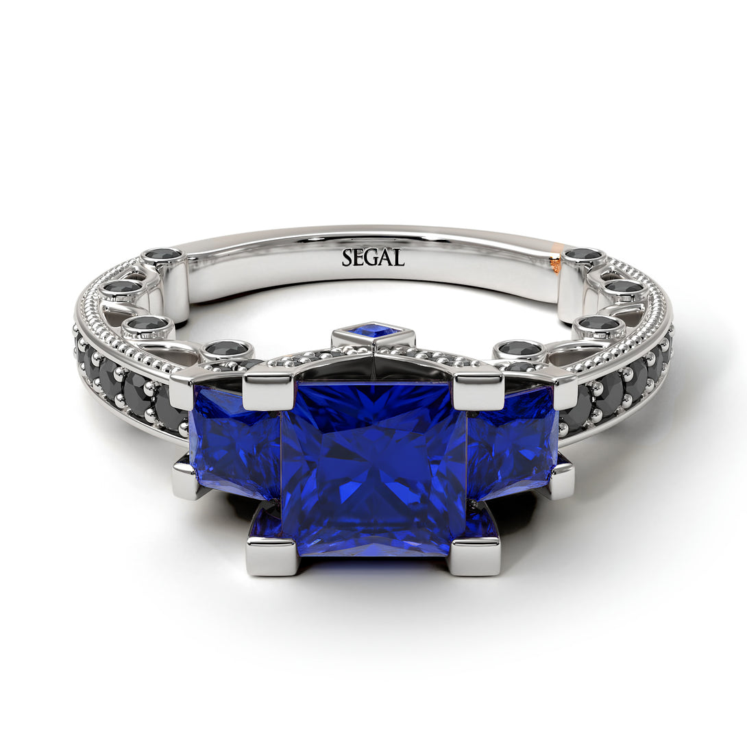 Modern Geometric Sapphire Gold Engagement Ring - Beverly No. 45