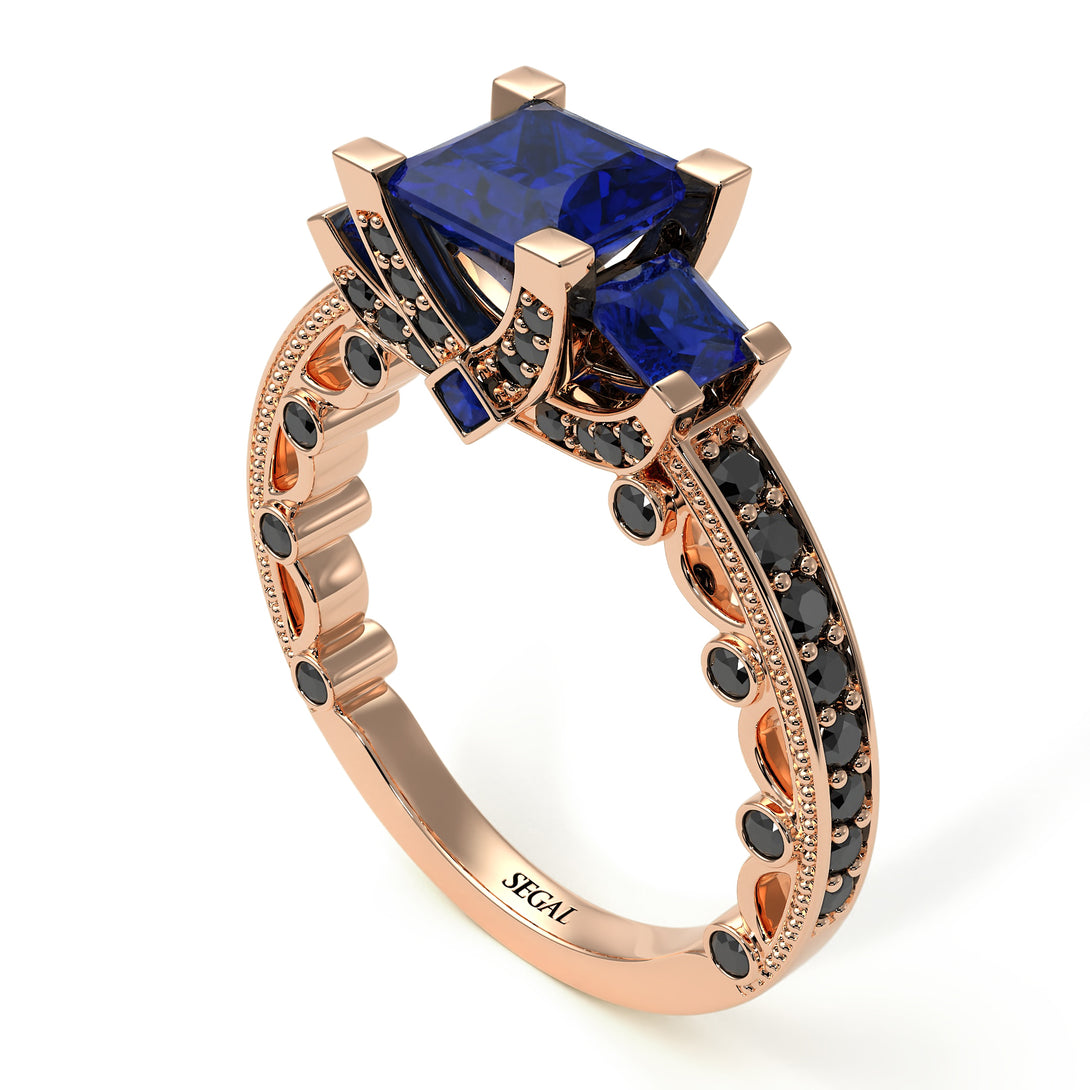 Modern Geometric Sapphire Gold Engagement Ring - Beverly No. 44