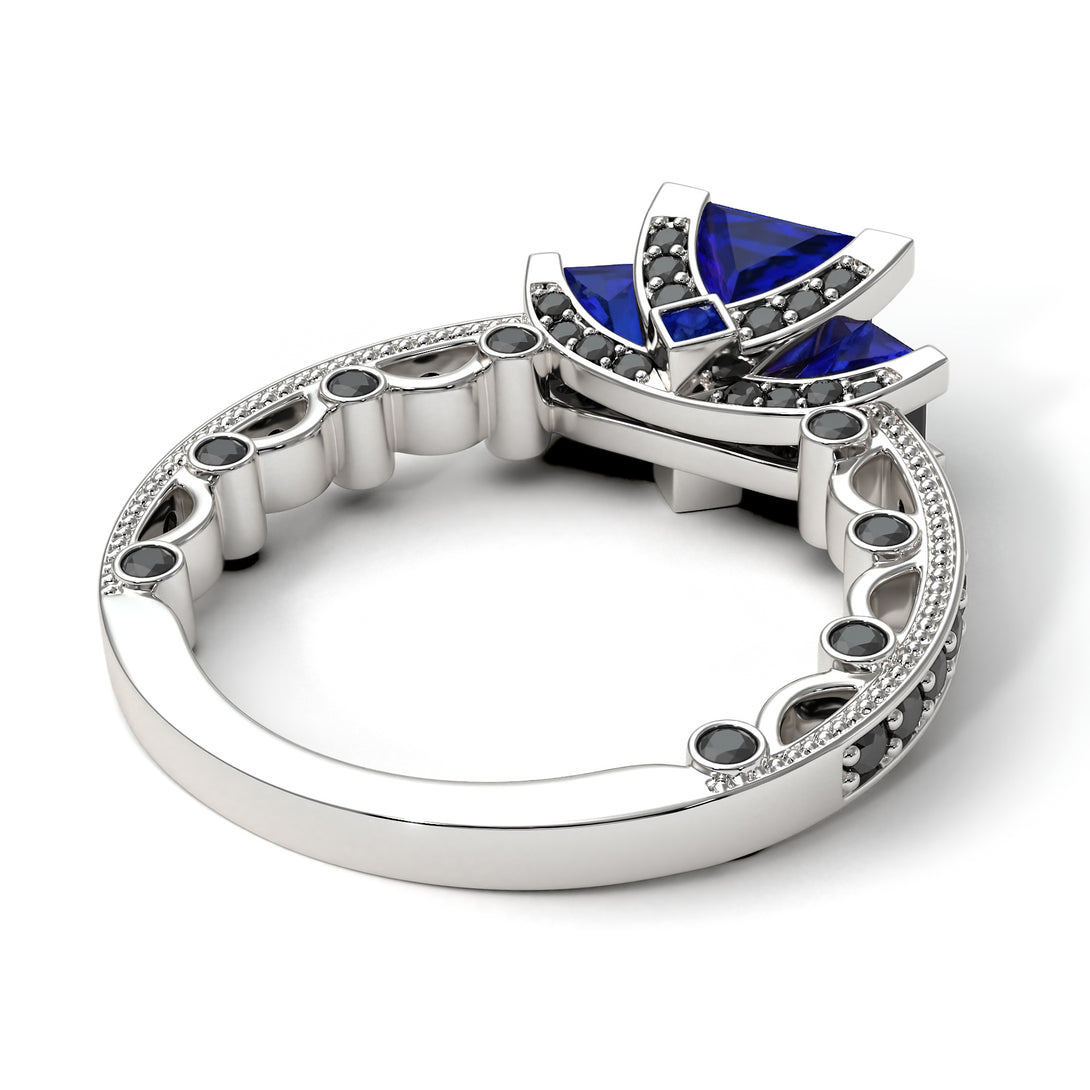 Modern Geometric Sapphire Gold Engagement Ring - Beverly No. 45