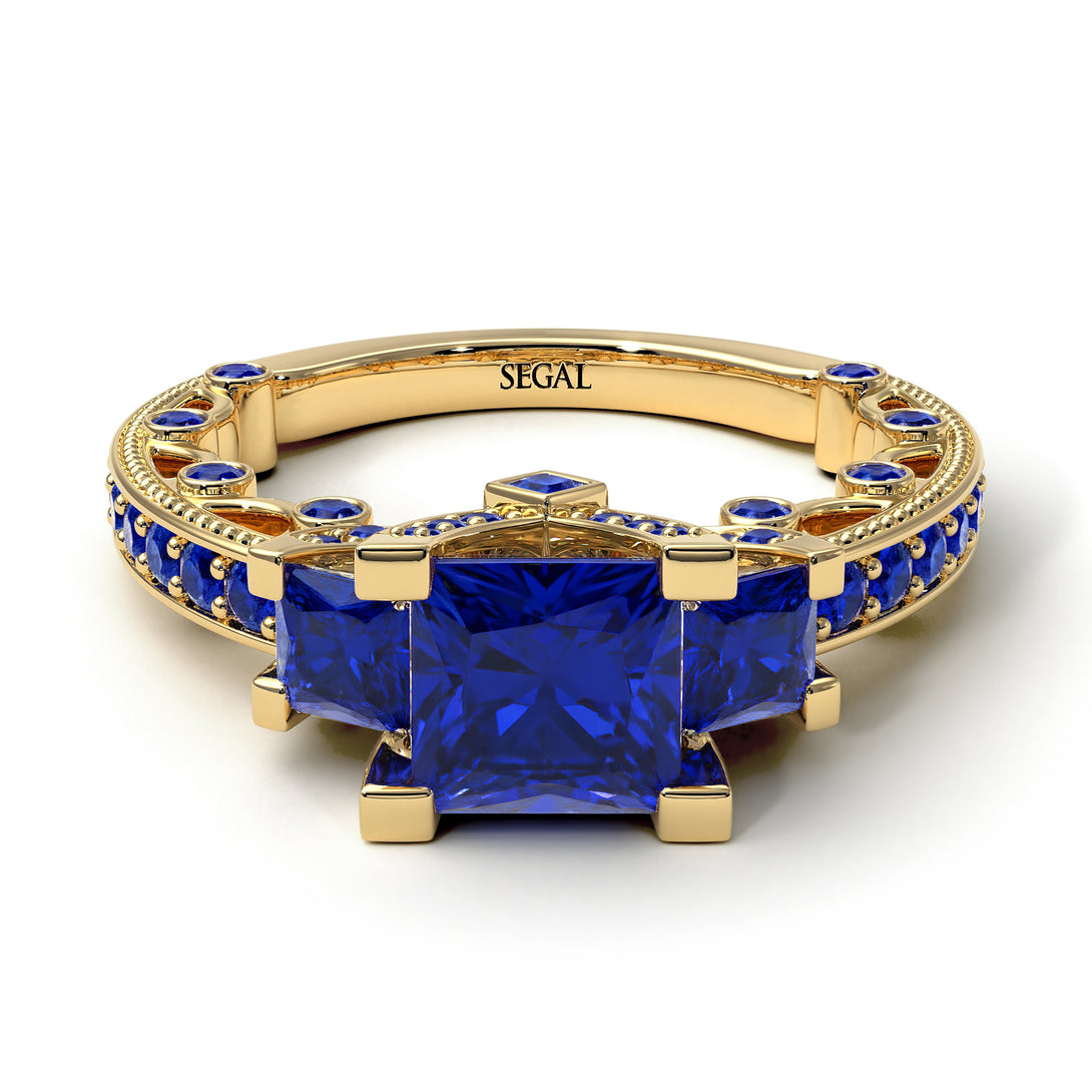 Modern Geometric Sapphire Gold Engagement Ring - Beverly No. 73