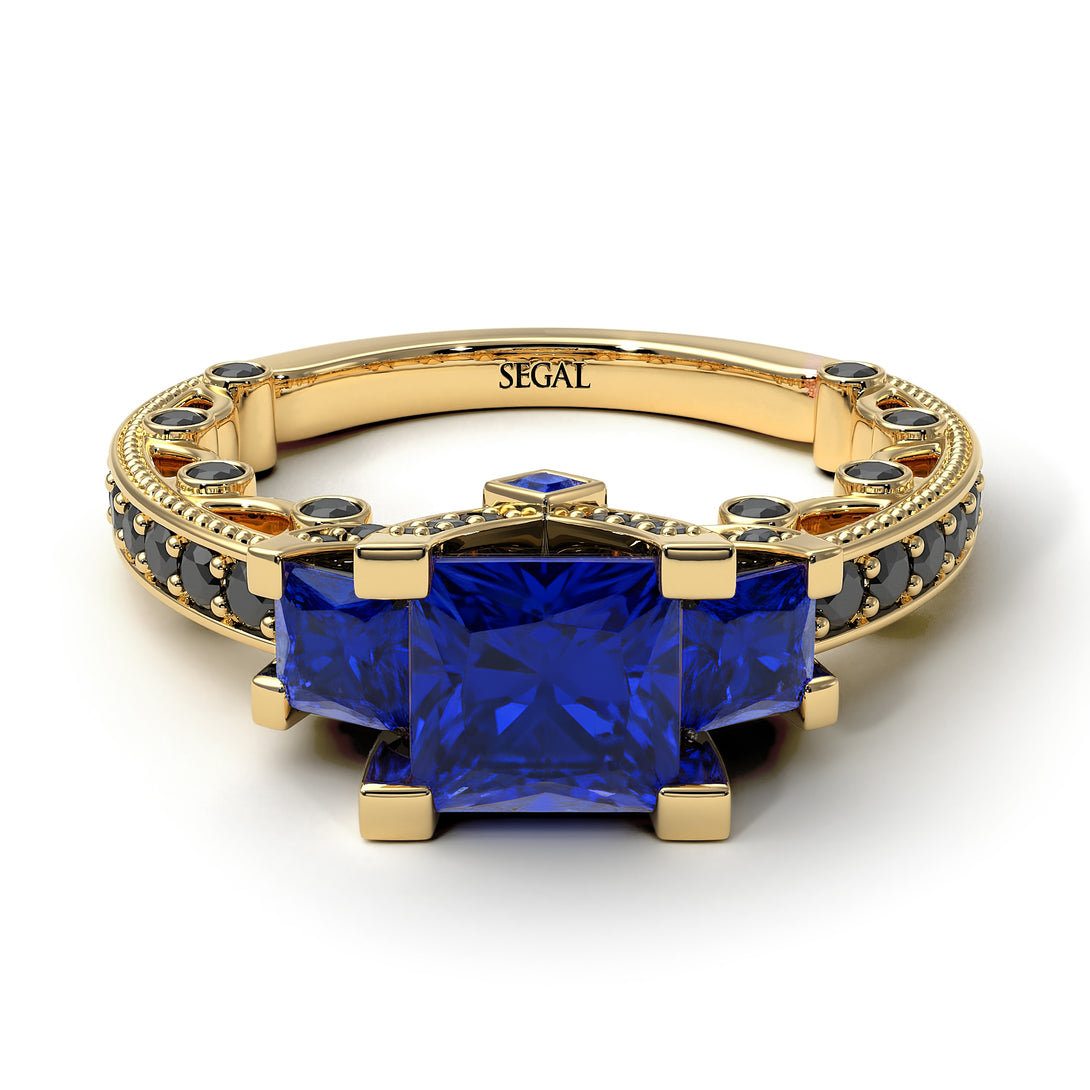Modern Geometric Sapphire Gold Engagement Ring - Beverly No. 43