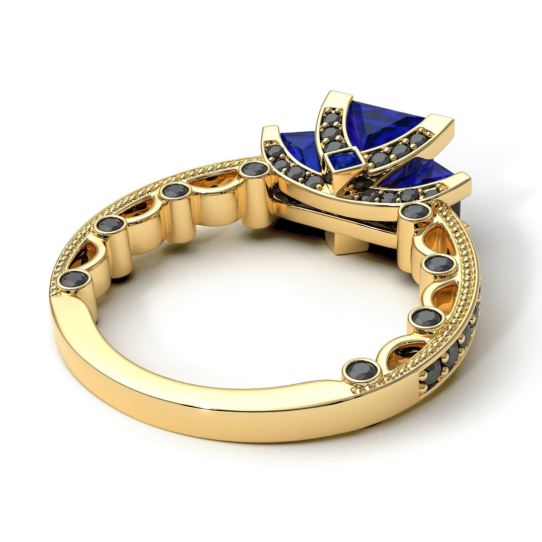 Modern Geometric Sapphire Gold Engagement Ring - Beverly No. 43