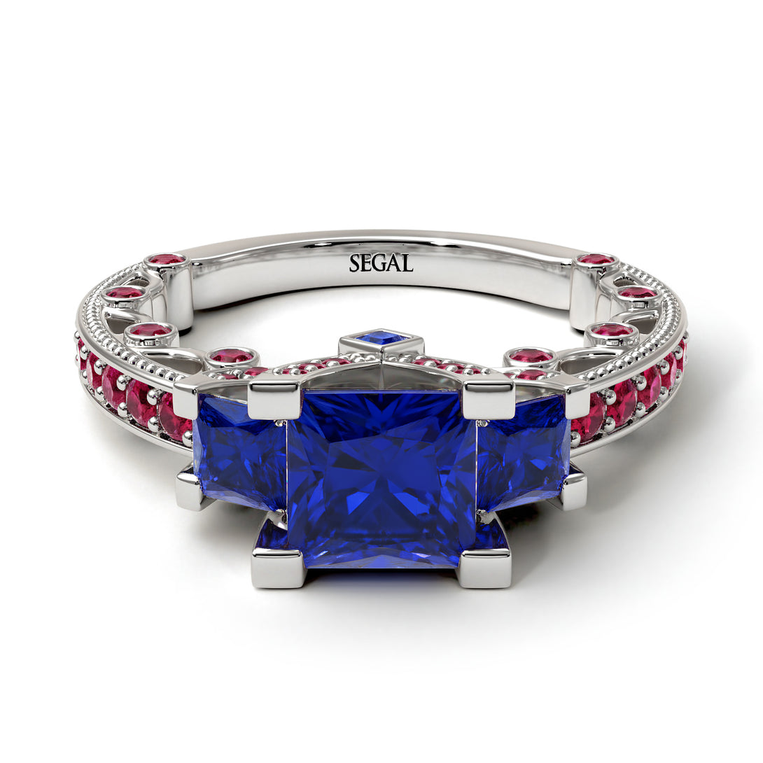 Modern Geometric Sapphire Gold Engagement Ring - Beverly No. 60
