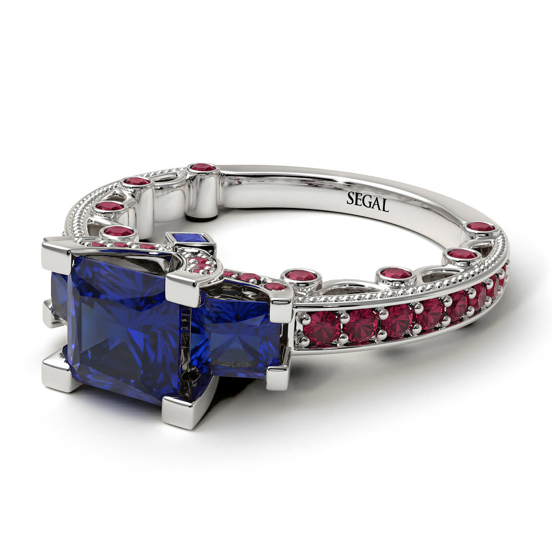 Modern Geometric Sapphire Gold Engagement Ring - Beverly No. 60