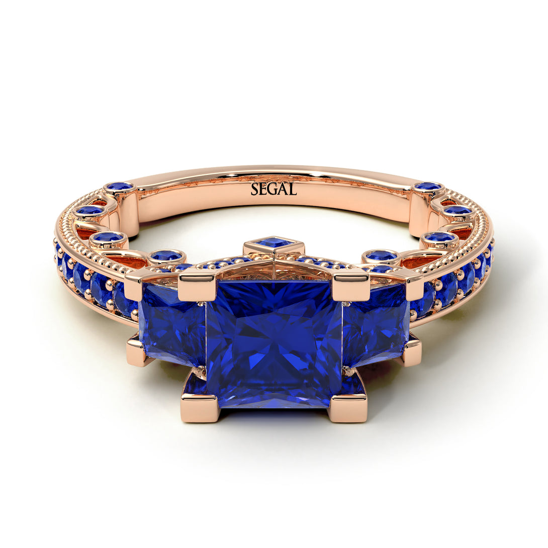 Modern Geometric Sapphire Gold Engagement Ring - Beverly No. 74