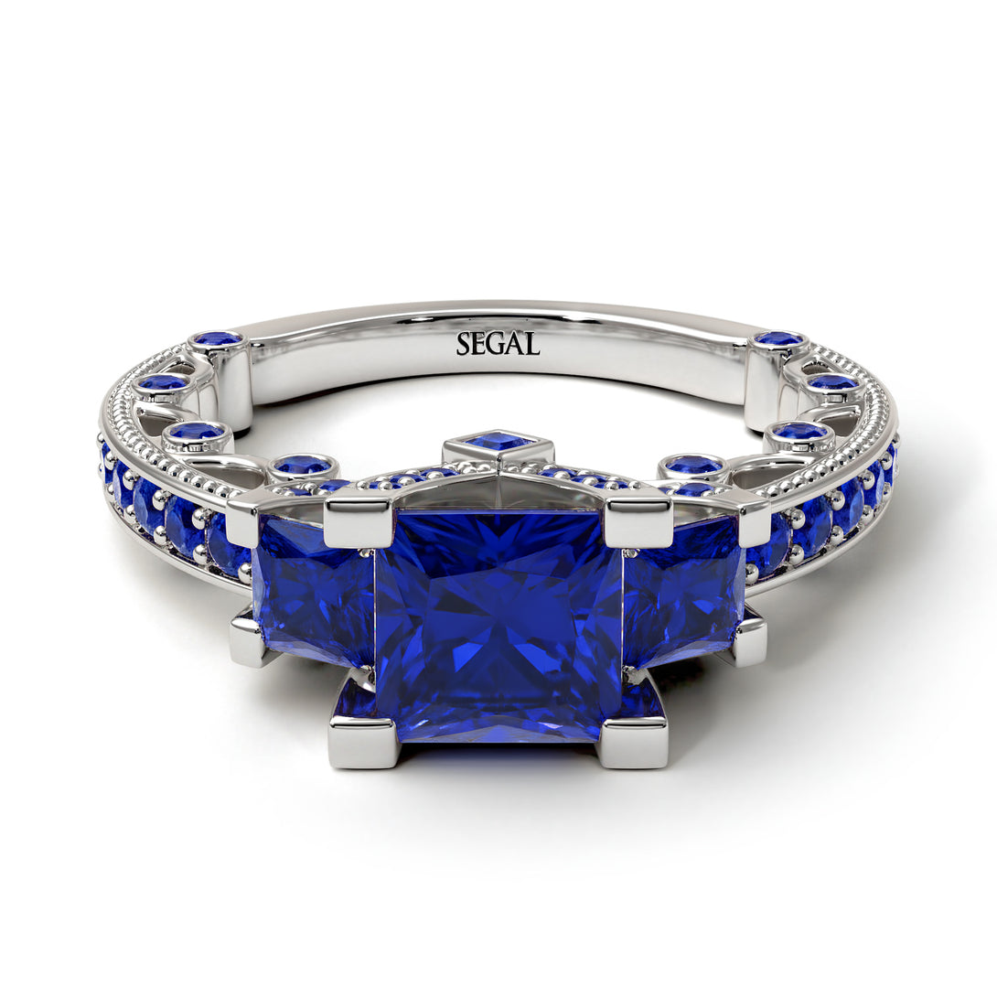 Modern Geometric Sapphire Gold Engagement Ring - Beverly No. 75