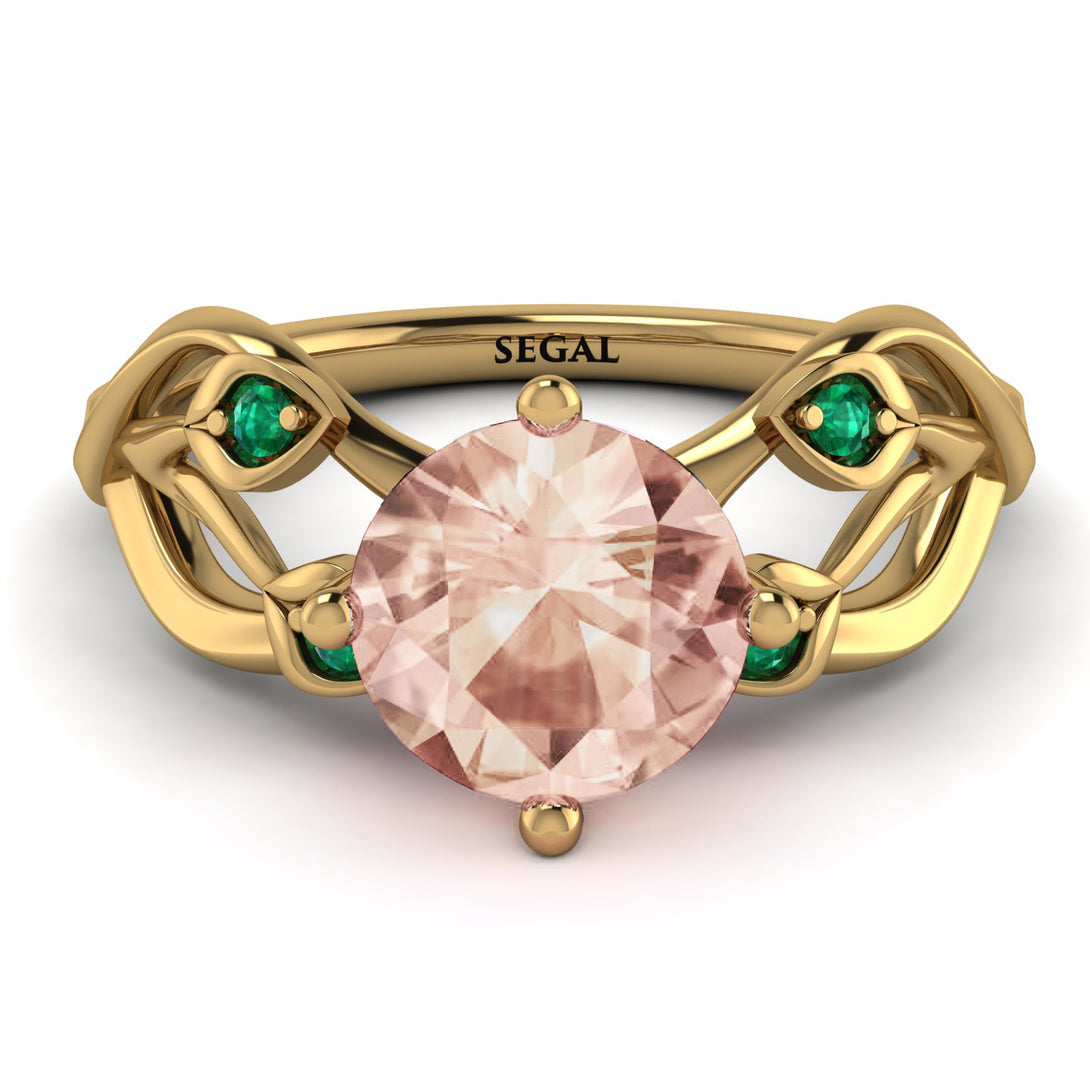 Morganite Blossom 14K Golden Nature Inspired Engagement Ring - Haley No. 904