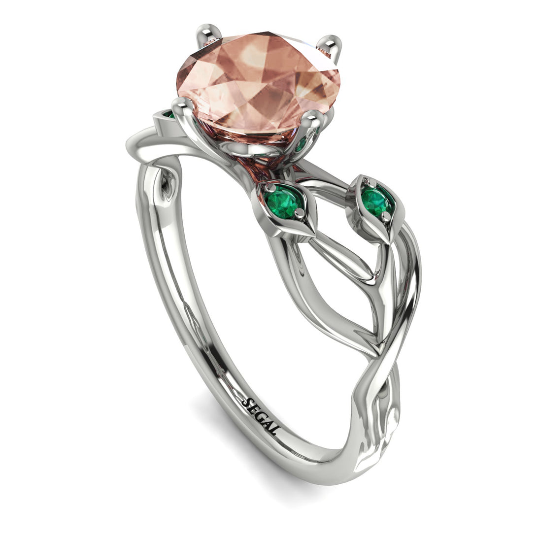 Morganite Blossom 14K Golden Nature Inspired Engagement Ring - Haley No. 906