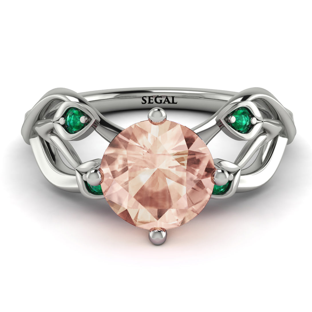 Morganite Blossom 14K Golden Nature Inspired Engagement Ring - Haley No. 906