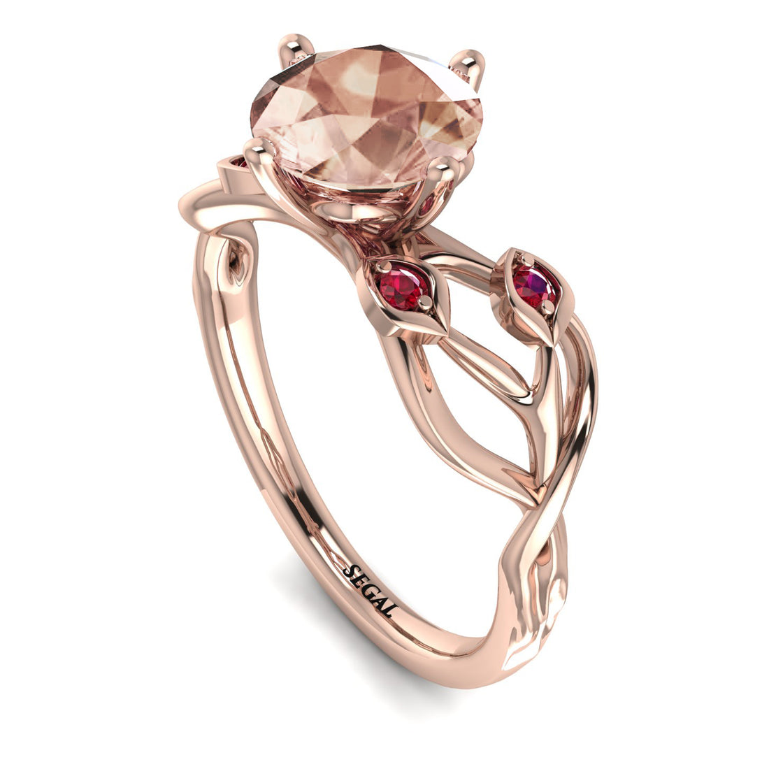 Morganite Blossom 14K Golden Nature Inspired Engagement Ring - Haley No. 911