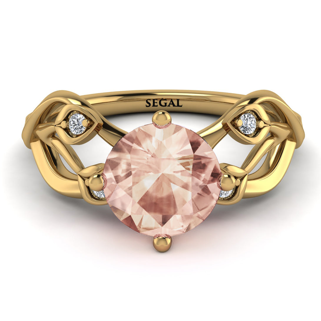 Morganite Blossom 14K Golden Nature Inspired Engagement Ring - Haley No. 901