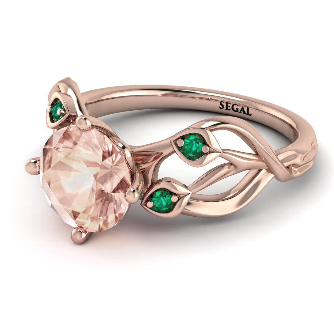 Morganite Blossom 14K Golden Nature Inspired Engagement Ring - Haley No. 905