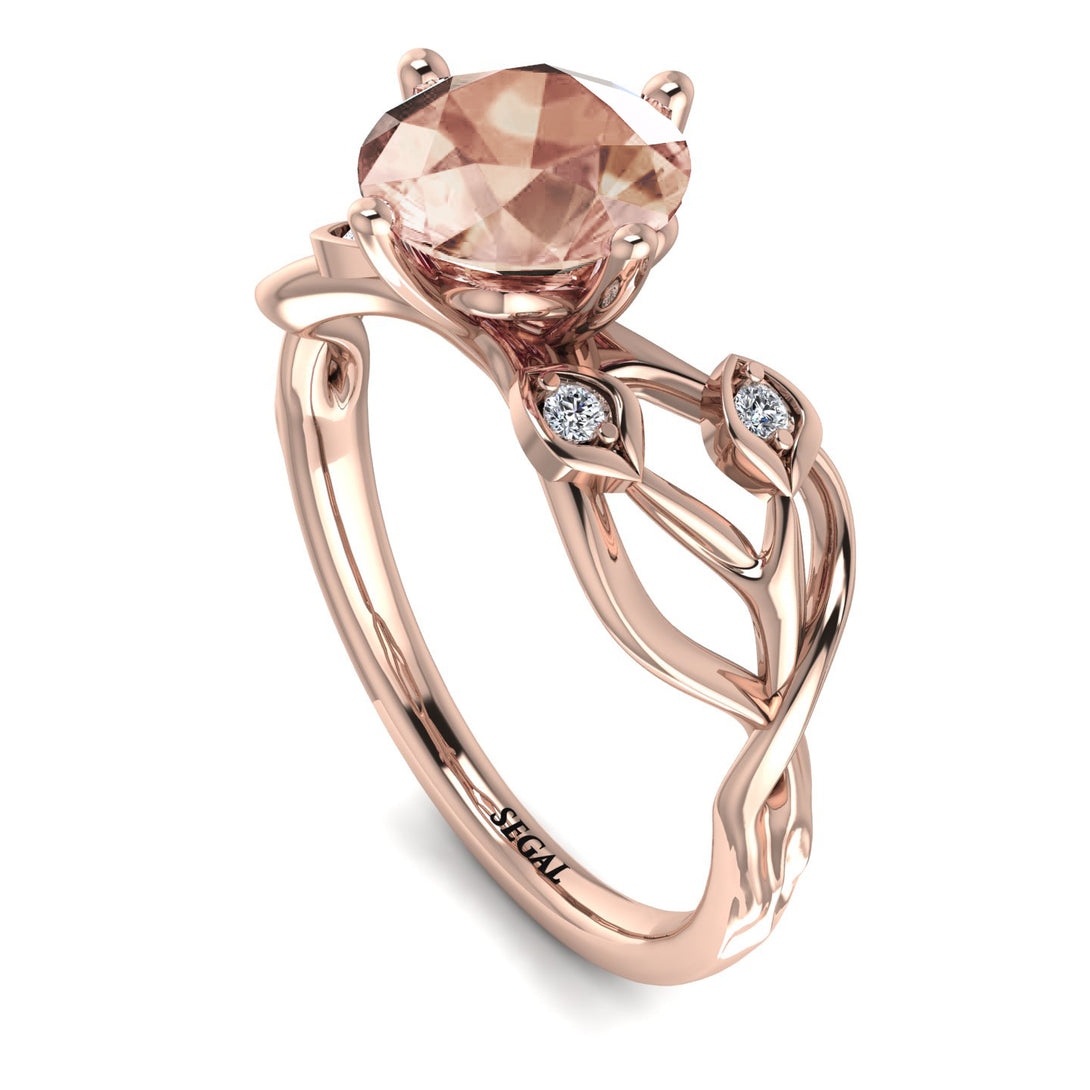 Morganite Blossom 14K Golden Nature Inspired Engagement Ring - Haley No. 902