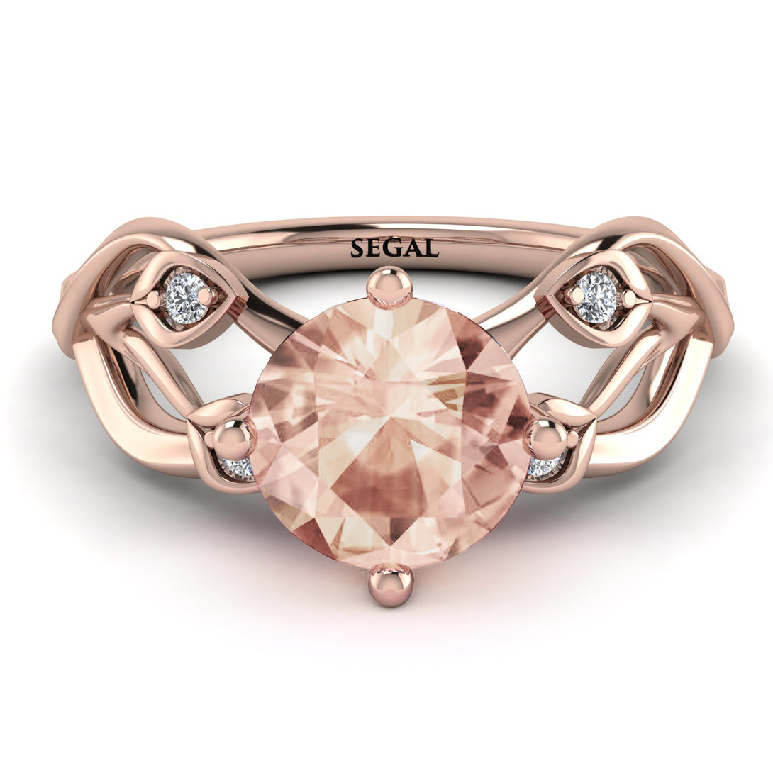 Morganite Blossom 14K Golden Nature Inspired Engagement Ring - Haley No. 902