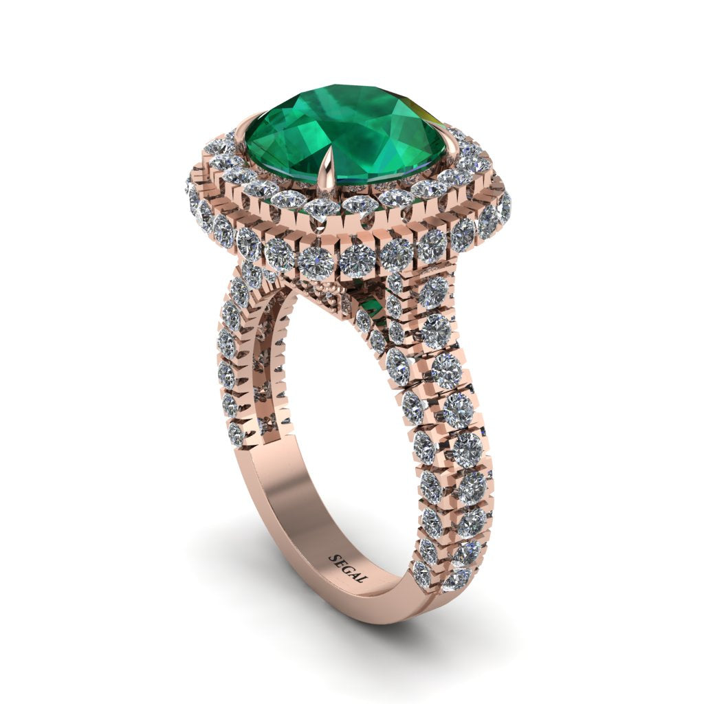 Emerald Pave Double Halo Engagement Ring - Eve No. 5