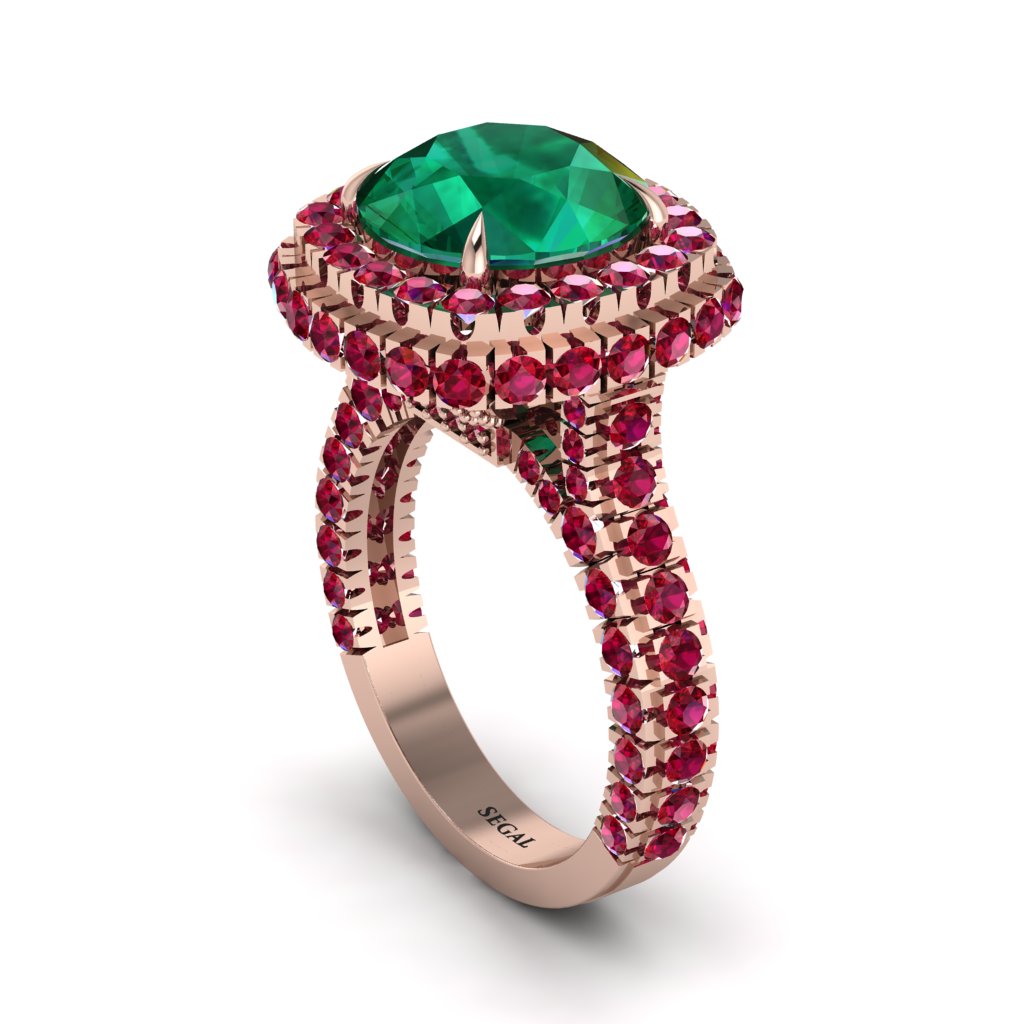 Emerald Pave Double Halo Engagement Ring - Eve No. 50