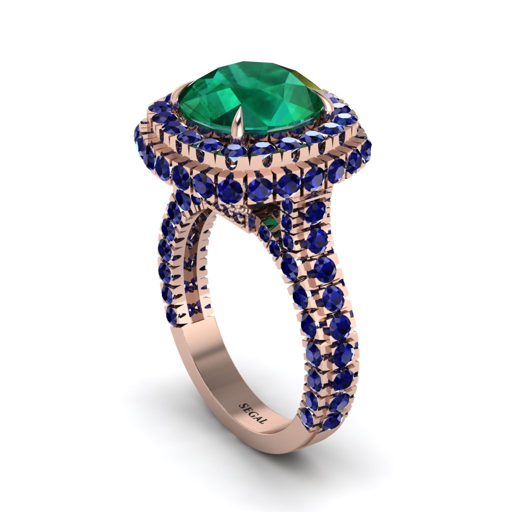 Emerald Pave Double Halo Engagement Ring - Eve No. 65