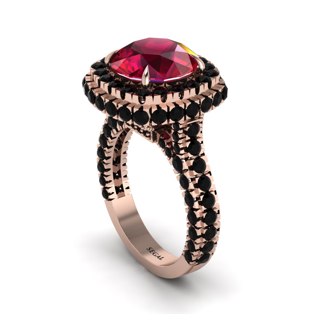 Ruby Pave Double Halo Engagement Ring - Eve No. 41