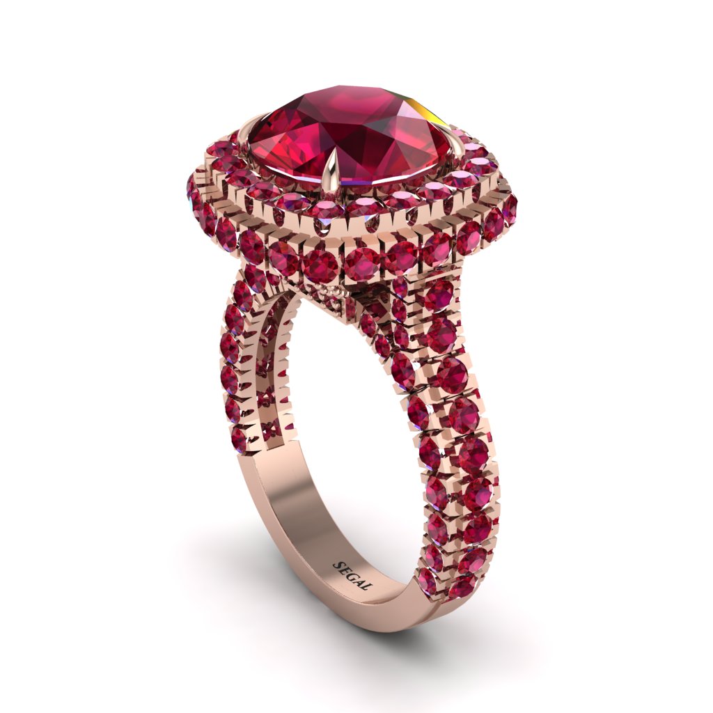 Ruby Pave Double Halo Engagement Ring - Eve No. 56