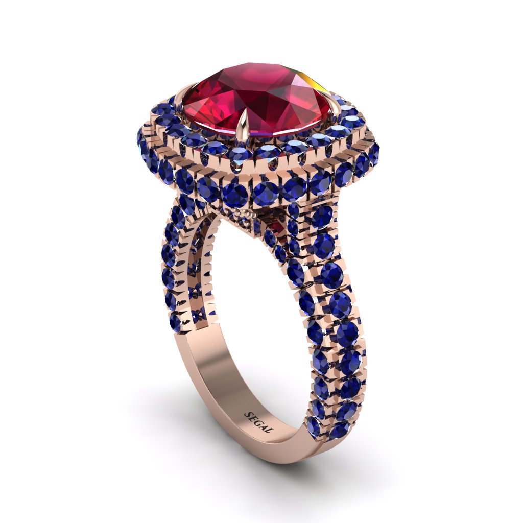 Ruby Pave Double Halo Engagement Ring - Eve No. 71