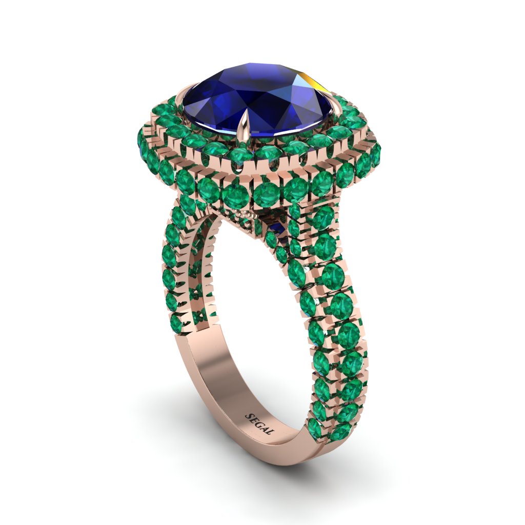 Sapphire Pave Double Halo Engagement Ring - Eve No. 29