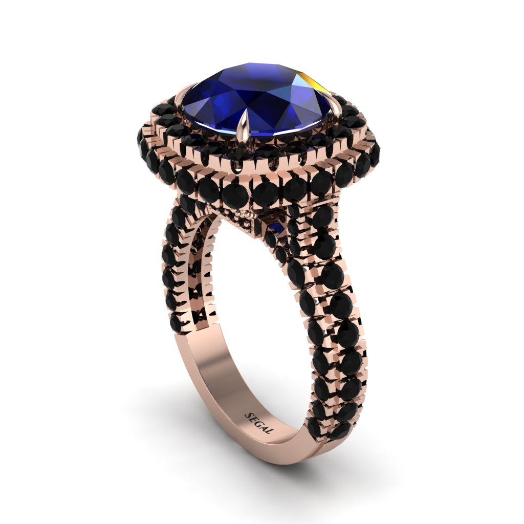 Sapphire Pave Double Halo Engagement Ring - Eve No. 44