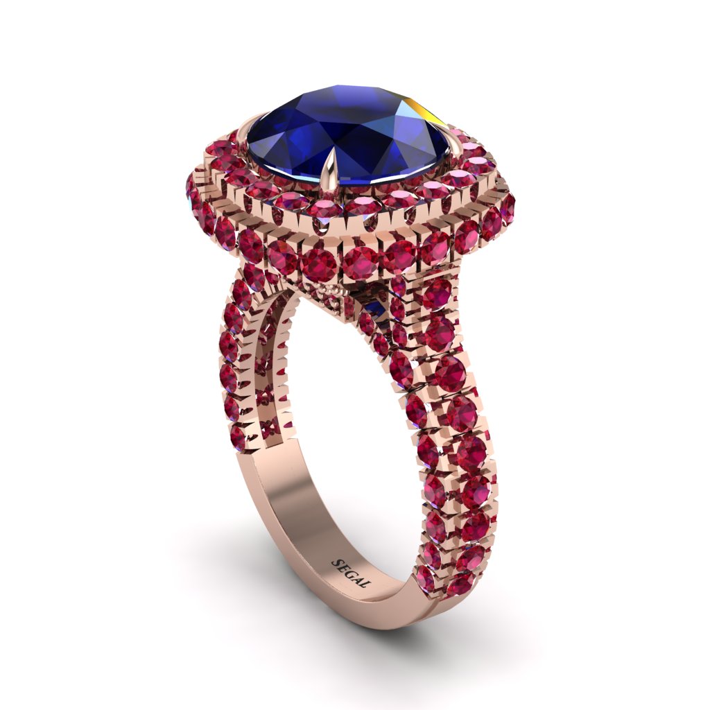 Sapphire Pave Double Halo Engagement Ring - Eve No. 59