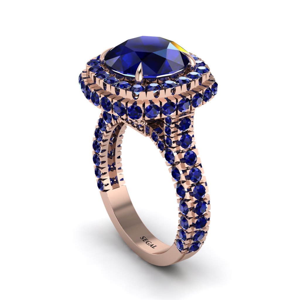 Sapphire Pave Double Halo Engagement Ring - Eve No. 74
